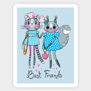 kitty squirrel best friends Sticker